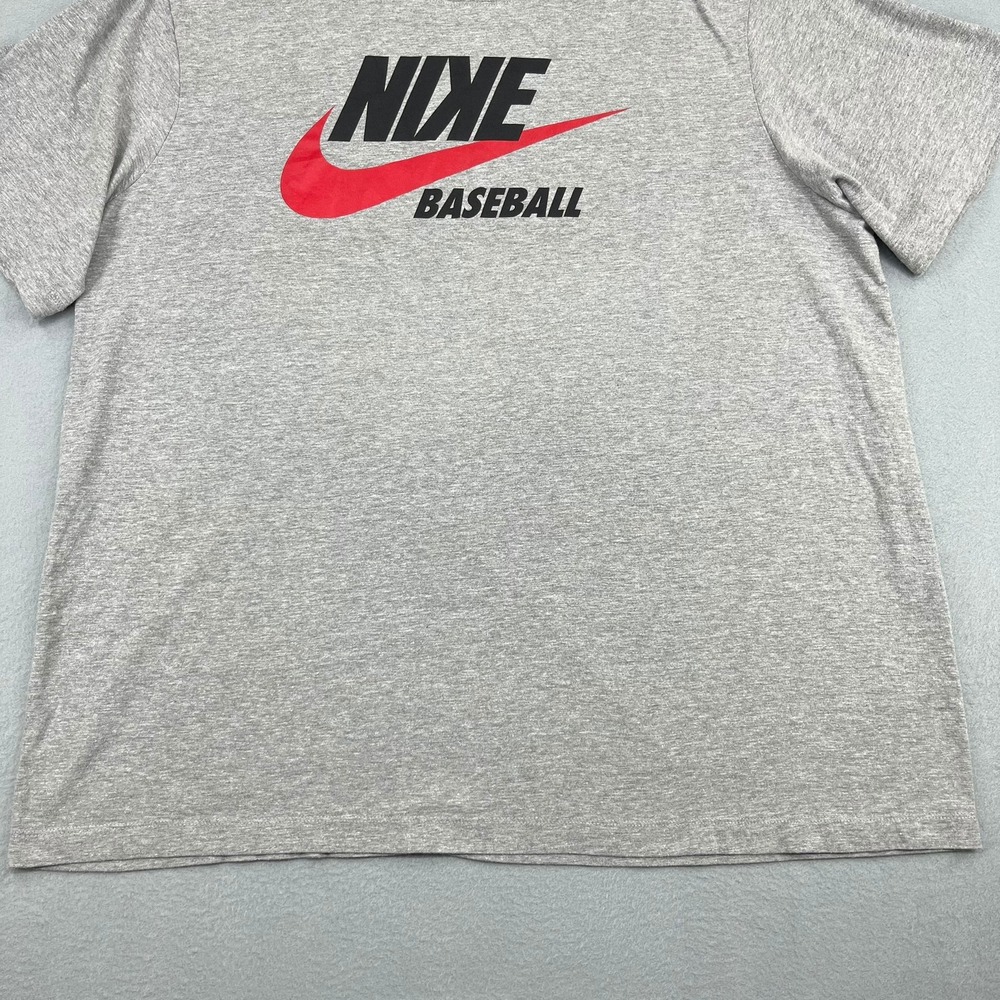 Nike Baseball‎ Graphic T-Shirt Mens XXL Heather Gray Short Sleeve Swoosh Tee - Picture 3 of 14